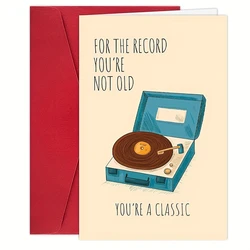 1pc,Retro Record Player Birthday Card, Funny Birthday Card for Grandpa Dad, 40th 50th 60th Birthday Card for Men, You're Not Old