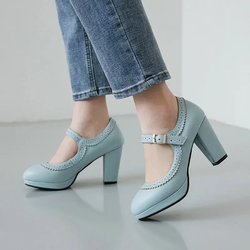 

Large Size32-43 Women Pumps Sweet Bows Princess Platform High Heels Girls Mary Janes Lolita Pumps Round Toe Party Wedding Shoes