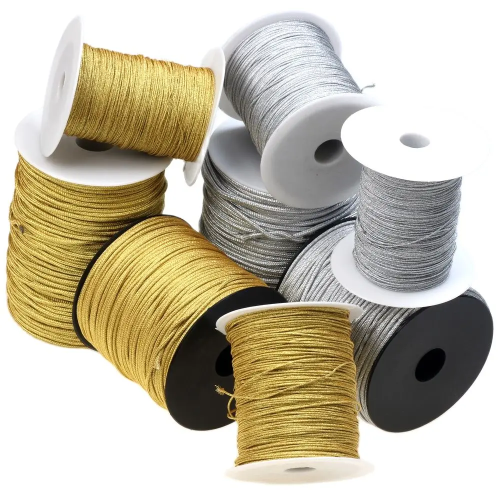 0.8/1.0/2.0/2.4MM/Roll Gold Silver Thread Color Line Chinese Knot String Knit Cord Ropes Line Wire DIY Jewelry Making Finding