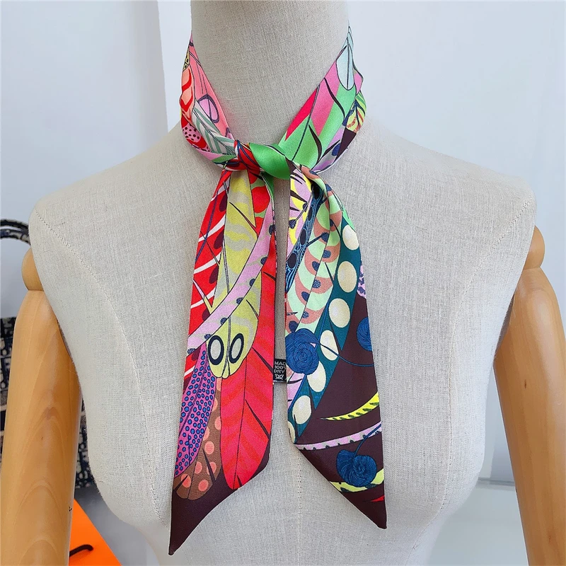 

Brand Fashion Headband Small Skinny Binding Bag 2022 Silk Small Scarf Women's Various Striped Printing Handbag Satin Ribbon