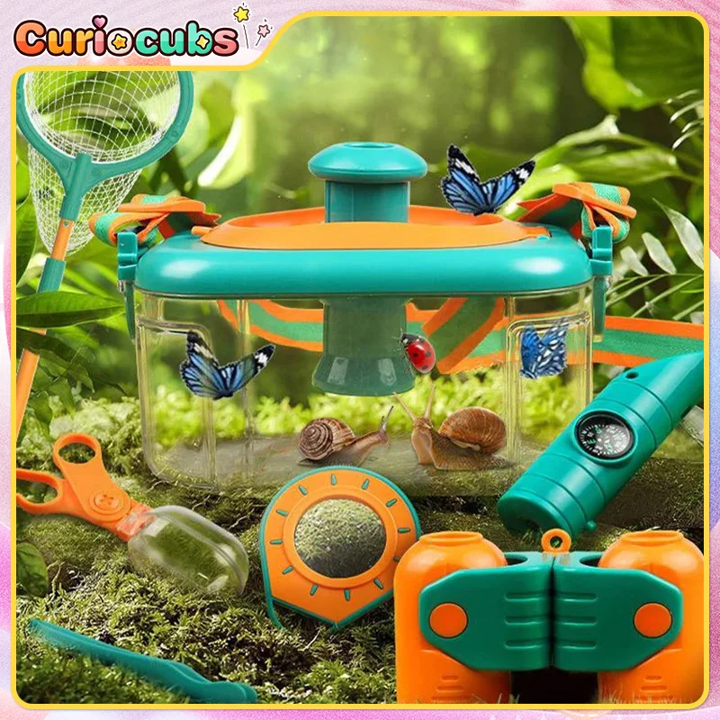 

Bug Catcher Kit with Binoculars Magnifying Glass Critter Case Camping Hiking Outdoor Explorer Set Butterfly Net Toy for Kid Gift