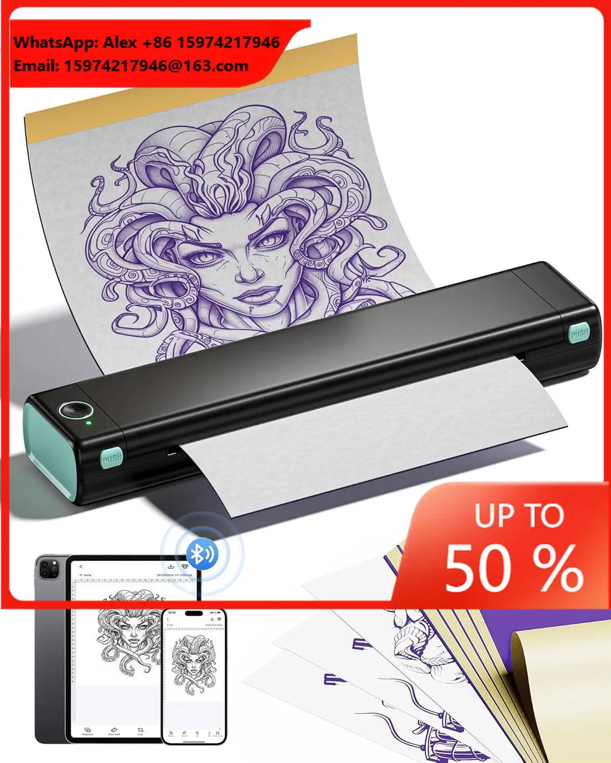 Thermal Tattoo Stencil Printer M08F Portable Transfer Machine A4 Mobile Document Printer For Professional Tattooist Studio