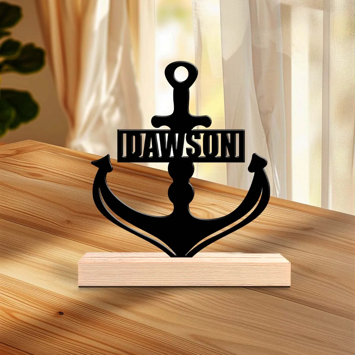 1pc Interesting Metal Desktop Decoration Customizable Name With Wooden Base Desk Ornaments for Study Rooms,Bedrooms,and Offices