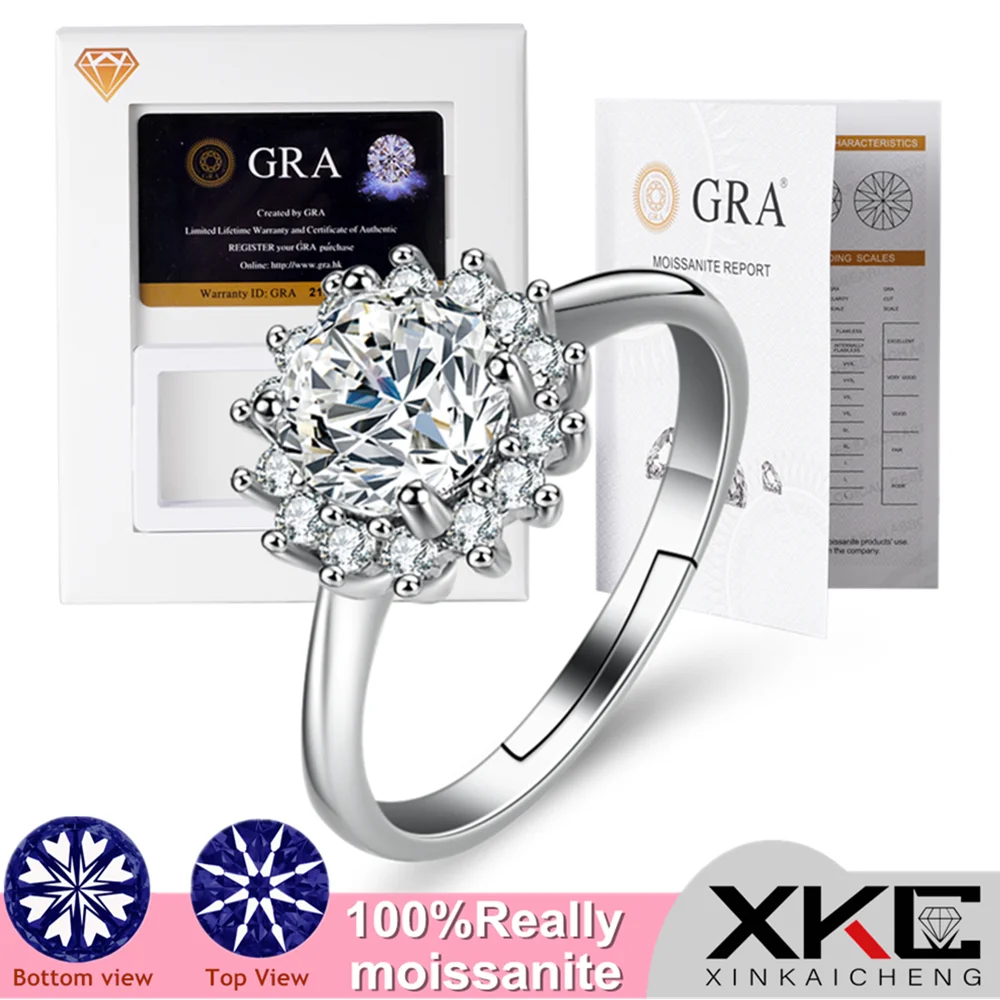 GRA luxury ring a caramosan stone eight heart eight arrow cut plant sunflower shaped claw girls jewelry ring holiday gift