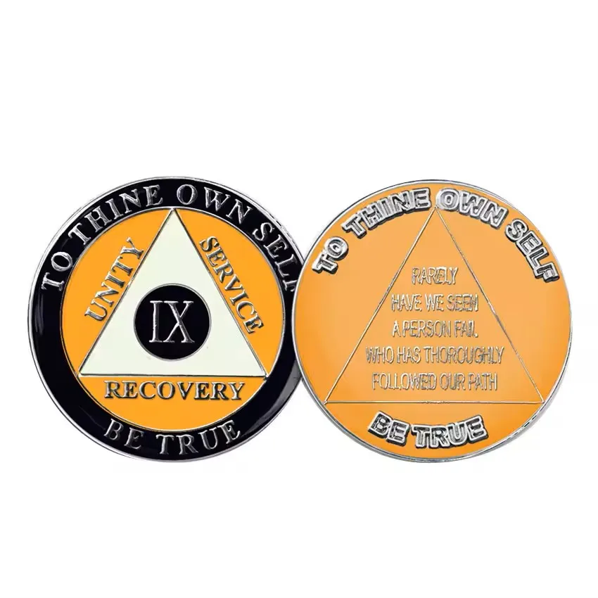 Custom enamel sobriety token alcoholics anonymous metal medallion 90 days AA coins