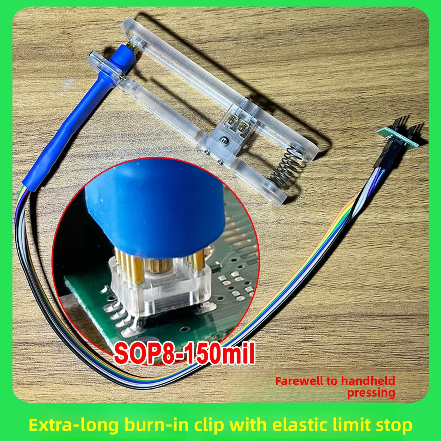 Spring Clip Loaded Probe for SOP8/SOIC/WSON – Hands-Free Solderless Programming Test Pins for EEPROM/Flash IC