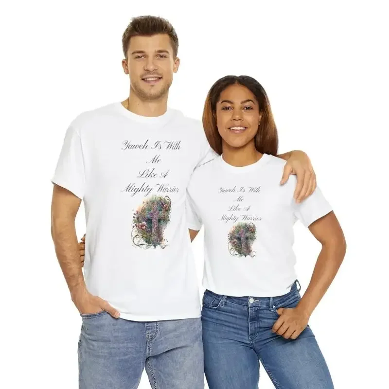 Yahweh Is With Me..., Rustic Cross, Unisex Heavy Cotton Tee