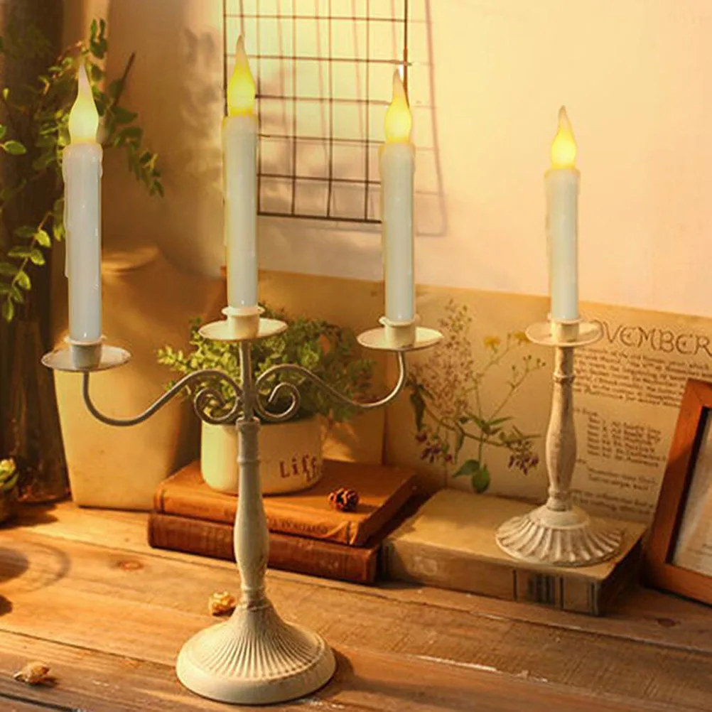 6pcs operado velas LED sem chama finas cintilação gotejamento luzes decorativas luz branca quente