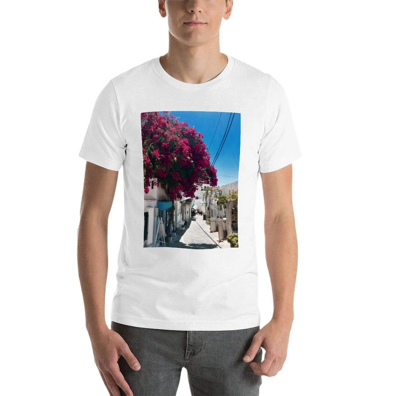 تي شيرت Naxos Island تي شيرت قطني عالي الجودة تي شيرت رجالي برسوم جرافيك