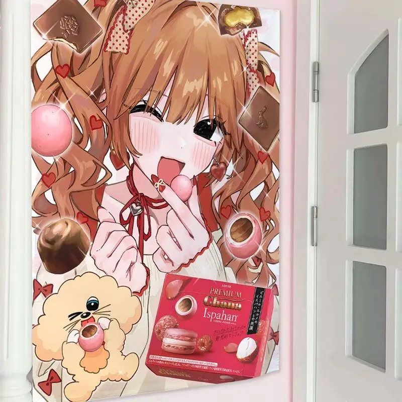VIKAMA Anime Girl Onigiri Tapestry, Cute Food Wall Hanging for Bedroom Dorm Living Room Kawaii Decor