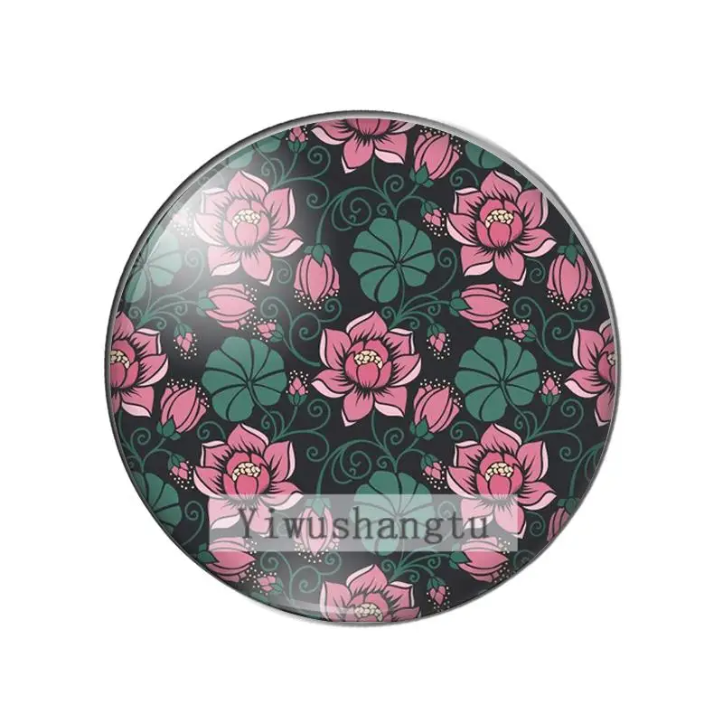 Art Oil painting flowers group pattern 10mm/12mm/20mm/25mm Round photo glass cabochon demo flat back Making findings