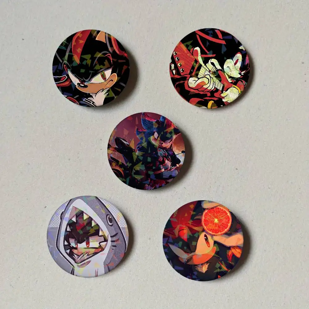 Shadow the Hedgehog Laser Button Pins Backpack Clothing Decor Brooch Fiction Badge Jewelry Gifts