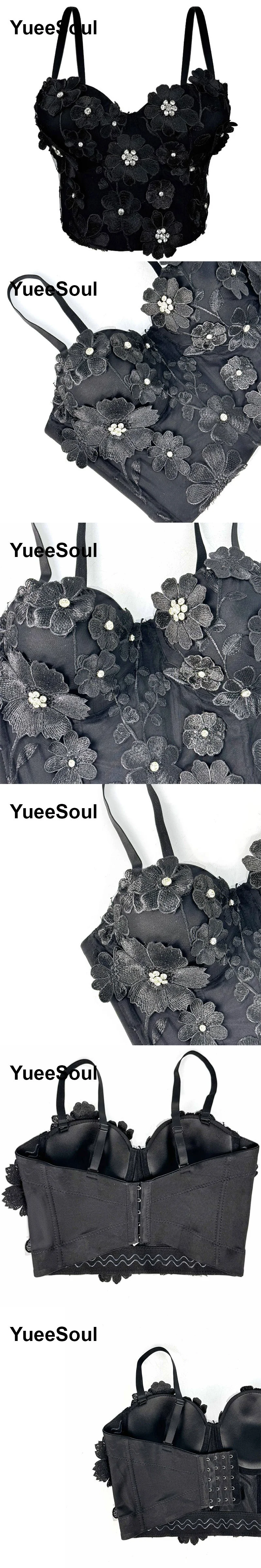 Black Y2K Tops White Rhinestone Sequins Tassel Slim Crop Top New Gothic Party Club Wedding High Street Sexy Corset Top Camis