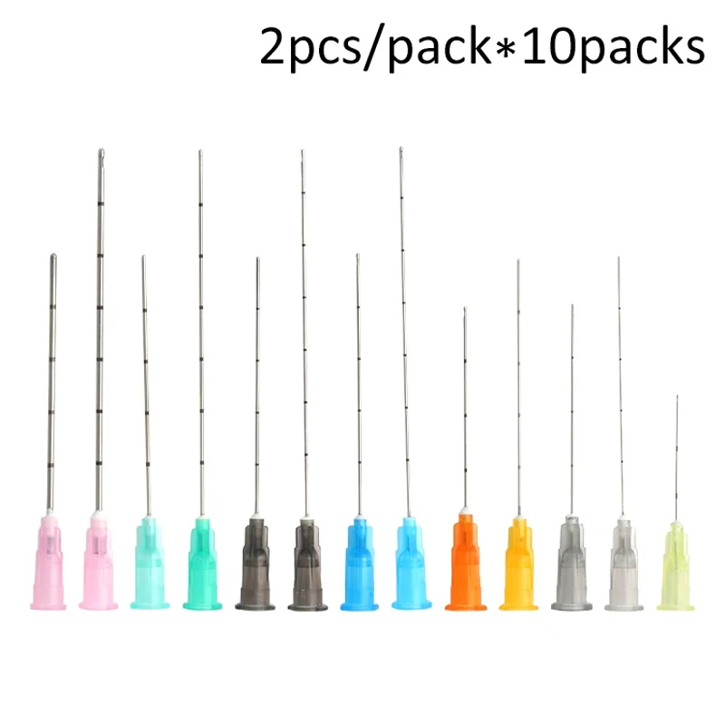 Wegwerp Stompe Tip Canule Naald Voor Vul Injectie 18G 21G 22G 23G 25G 27G 30G Urinezuur Facial Vullen Neus, 2 stks/pak * 10