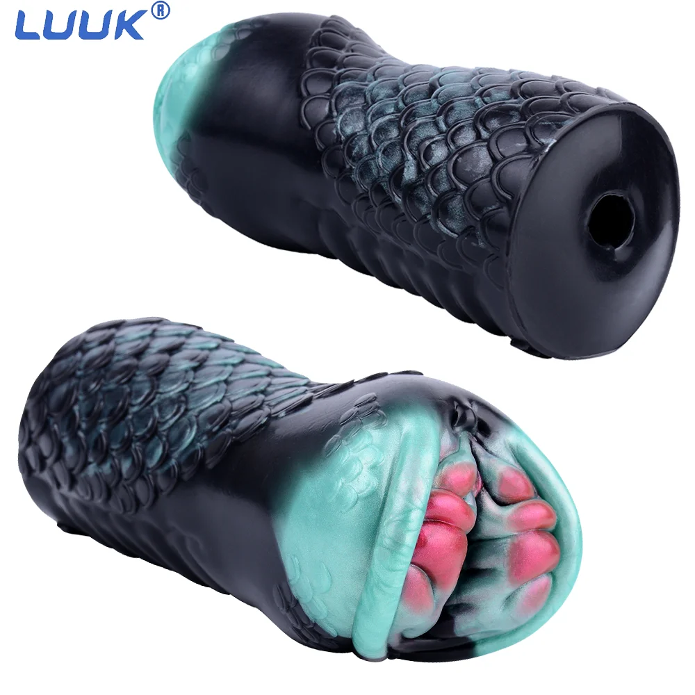 LUUK Black Snake Male Masturbator Soft Liquid Silicone Vagina Pocket Pussy Adult Sex Toys for Men