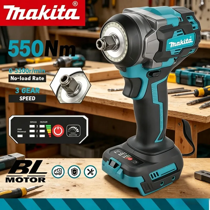

Аккумуляторный гайковерт Makita 3500IPM 550Нм с высокой концентричностью и высоким крутящим моментом, безопасный для ремонта электрооборудования