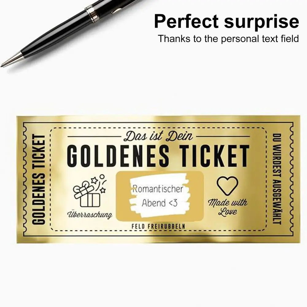 Gravure Printing Gift Card Ticket Scratcher Golden Ticket Scratch-off Cards Gravure Printing Surprise Reveal for Birthday