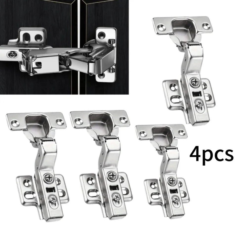4pcs Full Overlay Frameless Doors Hinges Hydraulic Concealed Soft Closing Hinges Cabinet Corner Kitchen Cabinet Folden Door