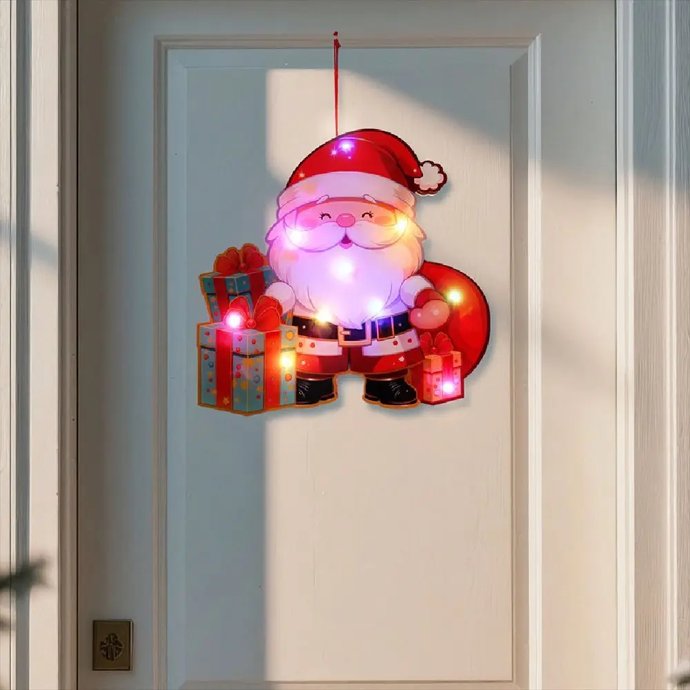 الكرتون عيد الميلاد قلادة مضيئة أضواء ملونة مقاوم للماء زينة عيد الميلاد قلادة الأيائل لطيف تخطيط المشهد الزينة #4