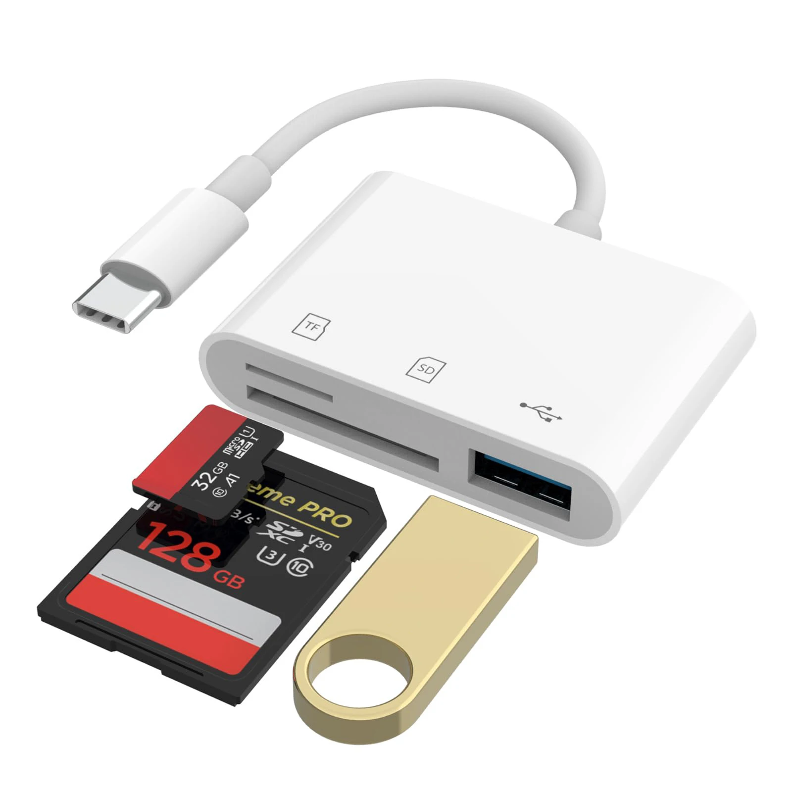 USB C SD TF Memory Card Reader Camera Adapter Trail Viewer for iPhone 17 16 15 iPad Samsung Xiaomi Keyboard Mouse OTG Adapter