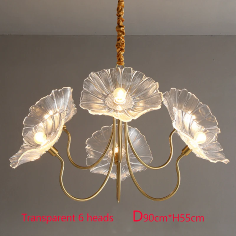 

Modern simple household light luxury glass lotus leaf living room lamps