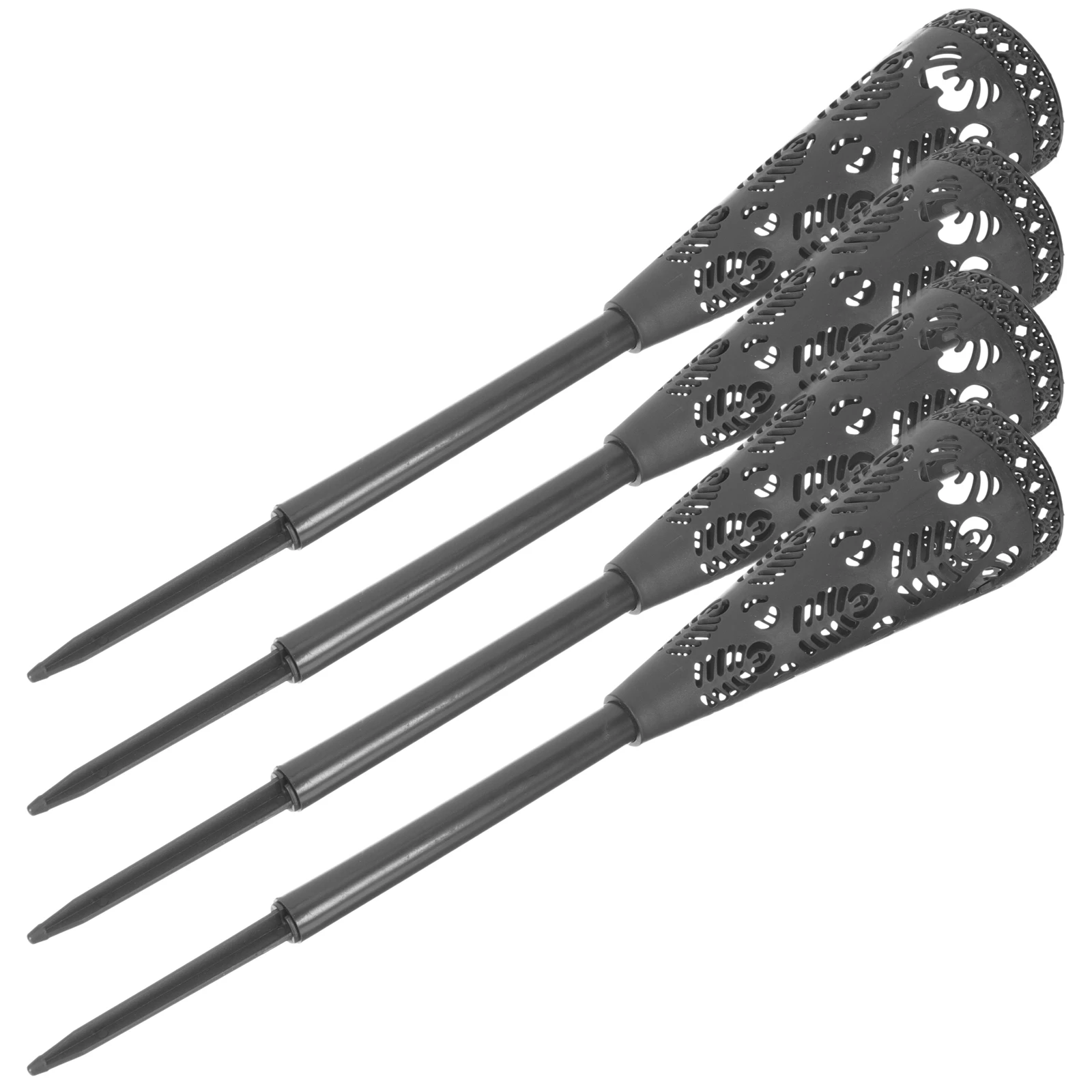 

4 Pcs Sacrifice Vase Flower Pot for Grave Plastic Commemorate with Spike Black Holder Cemetery Protector