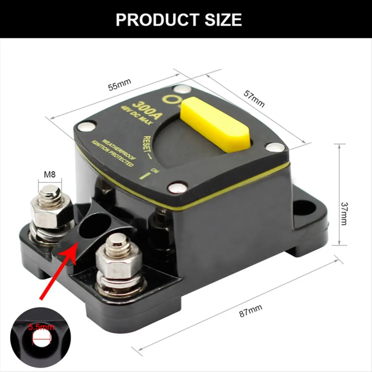 Compatible Circuit Breaker Fuse Reset 12-48V Dc Car Audio Amplifier Circuit Breaker Waterproof, 300A