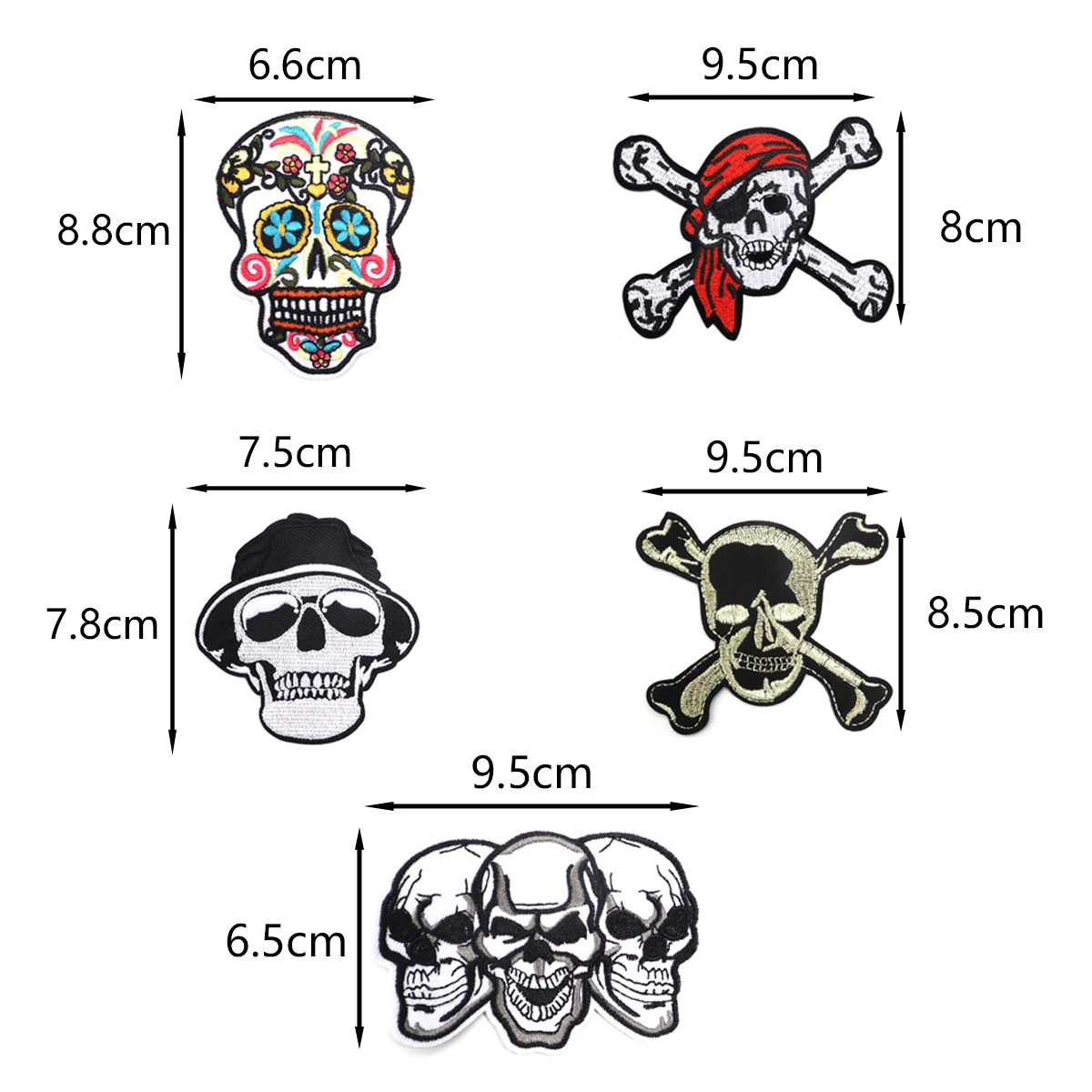 Skull Hand Cartoon Patches Cap Shoe Iron On Embroidered Appliques DIY Apparel Accessories Patch For Clothing Fabric Badges