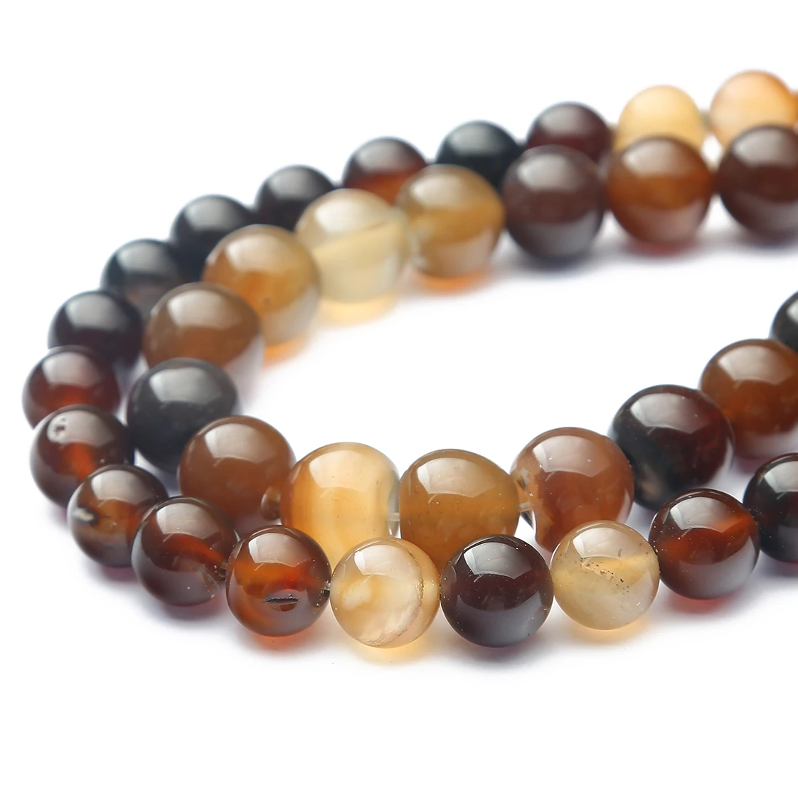 1 Strang dunkelbraun gestreifte Kristall-Achat-Natursteinperlen für die Schmuckherstellung, lose Abstandsperlen, DIY-Halskette, Armband – Detail 1