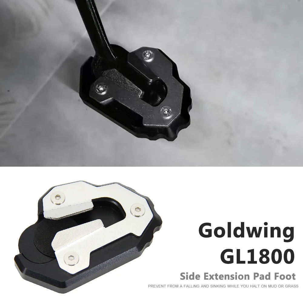 

Motorcycle Accessories Aluminum Side Stand Foot Extension Kickstand Pad Support Plate For HONDA Goldwing GL1800 GL 1800 F6B