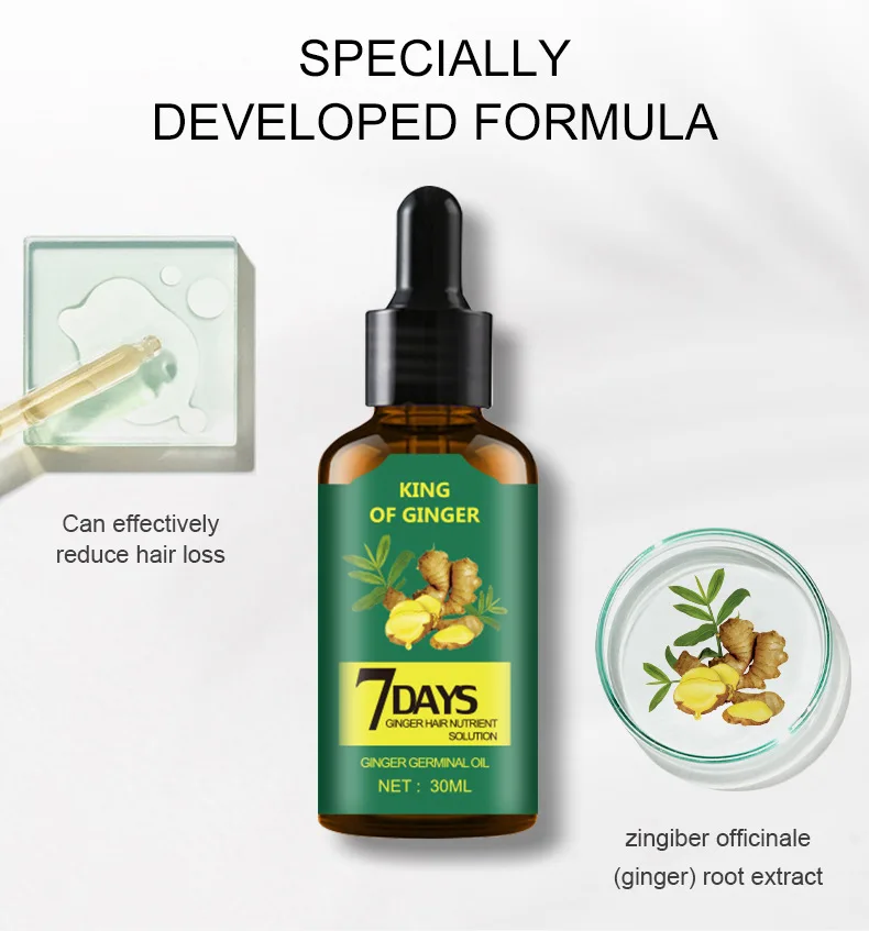 Ginger Hair Growth Serum – 30ml. Specially Formulated with Ginger Root Extract to Effectively Reduce Hair Loss, Thicken Hair, an