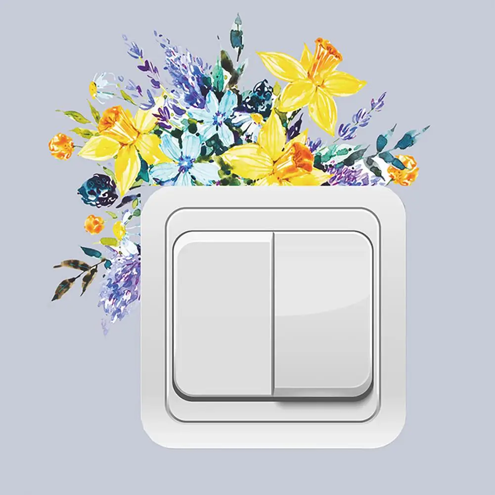 Wall Paper  Premium Plant Flower Switch Wall Decorative Sticker  Colorful Wall Mural