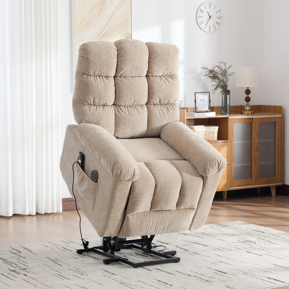 Poltrona Reclinabile Elettrica 99 X 83 X 103cm Poltrona Rialzabile con Massaggio, Riscaldamento e Tasca Laterale Portaoggetti per Anziani, Arredamento per Soggiorno