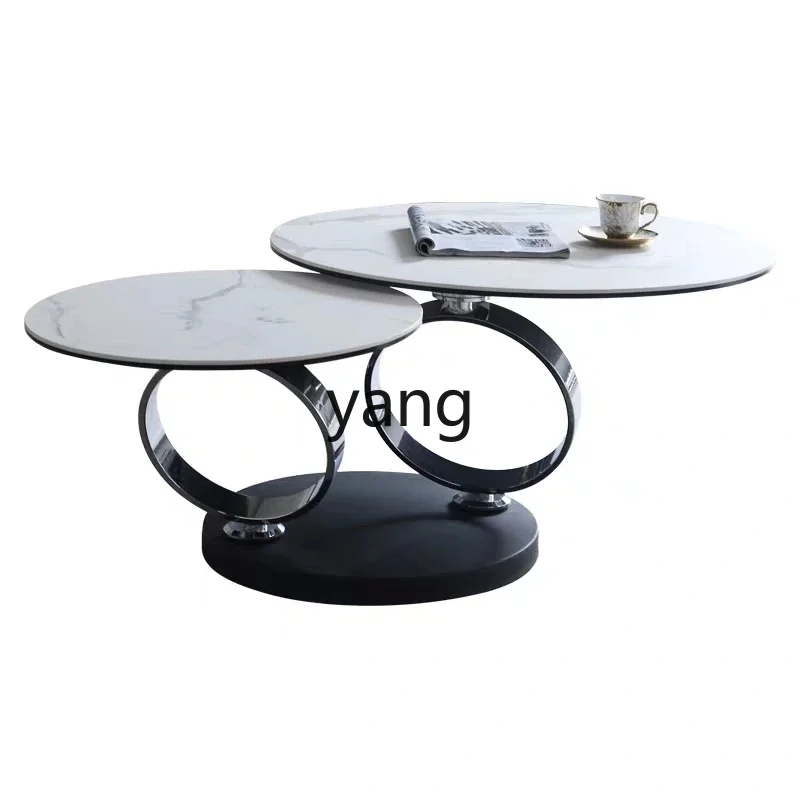 CX Minimalist Stone Plate Rotary Multifunctional Small Apartment Size round Tea Table Modern Minimalist Creative Coffee Table