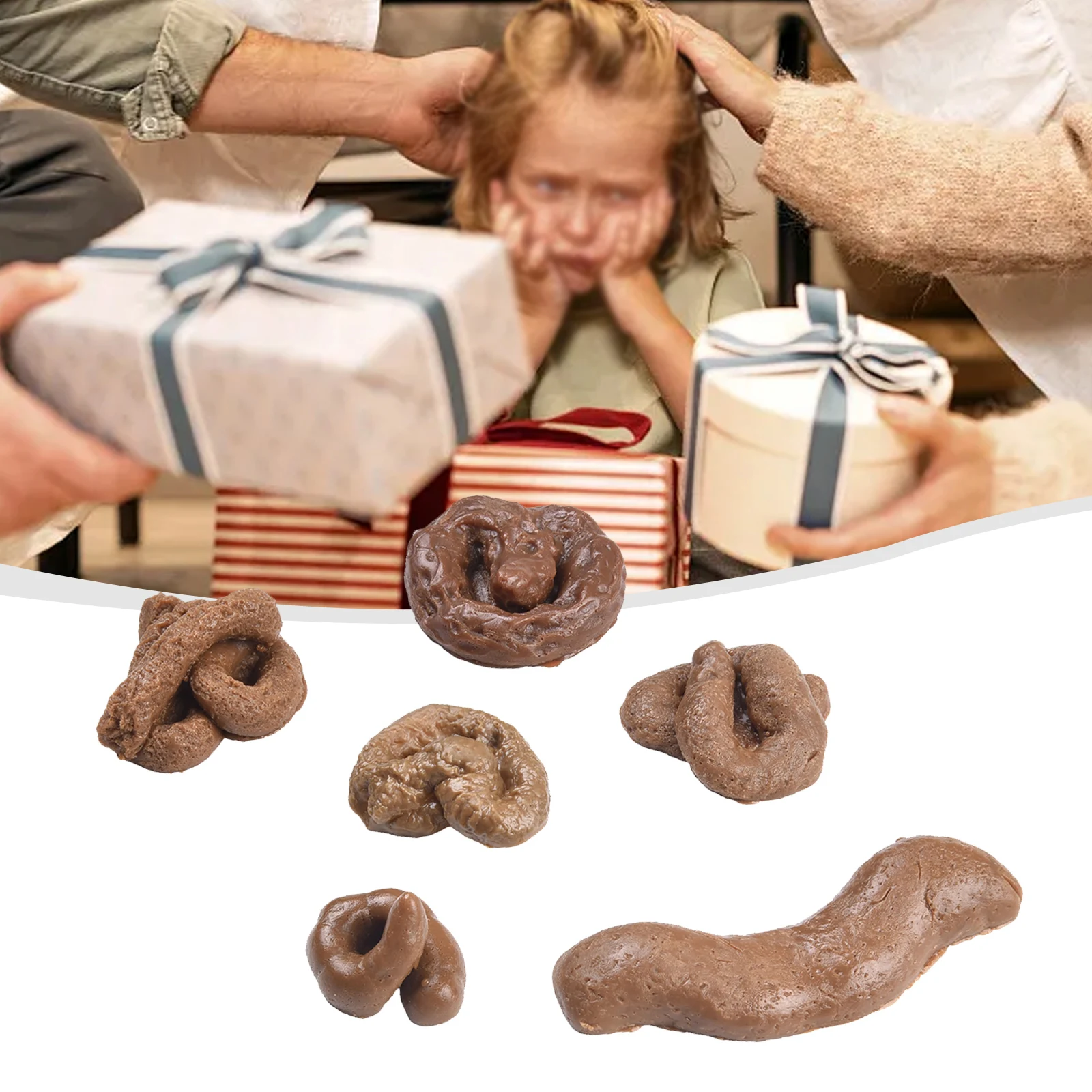 6 Pack Realistic Soft Fake Dog Poop Prank Funny Party Toy Simulation Poop Rubber Party Toy Prank Simulation Decoration