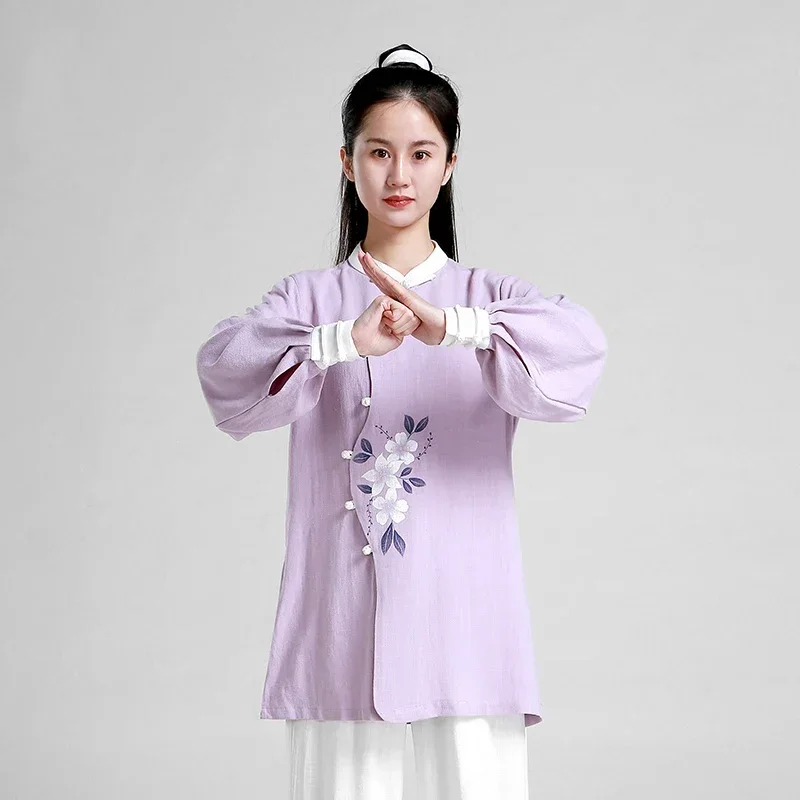 Kung Fu Dress Tai Chi Clothes Wushu Clothing Martial Art Uniform Hand-painted Purple Girl Women Kun Master  New Style