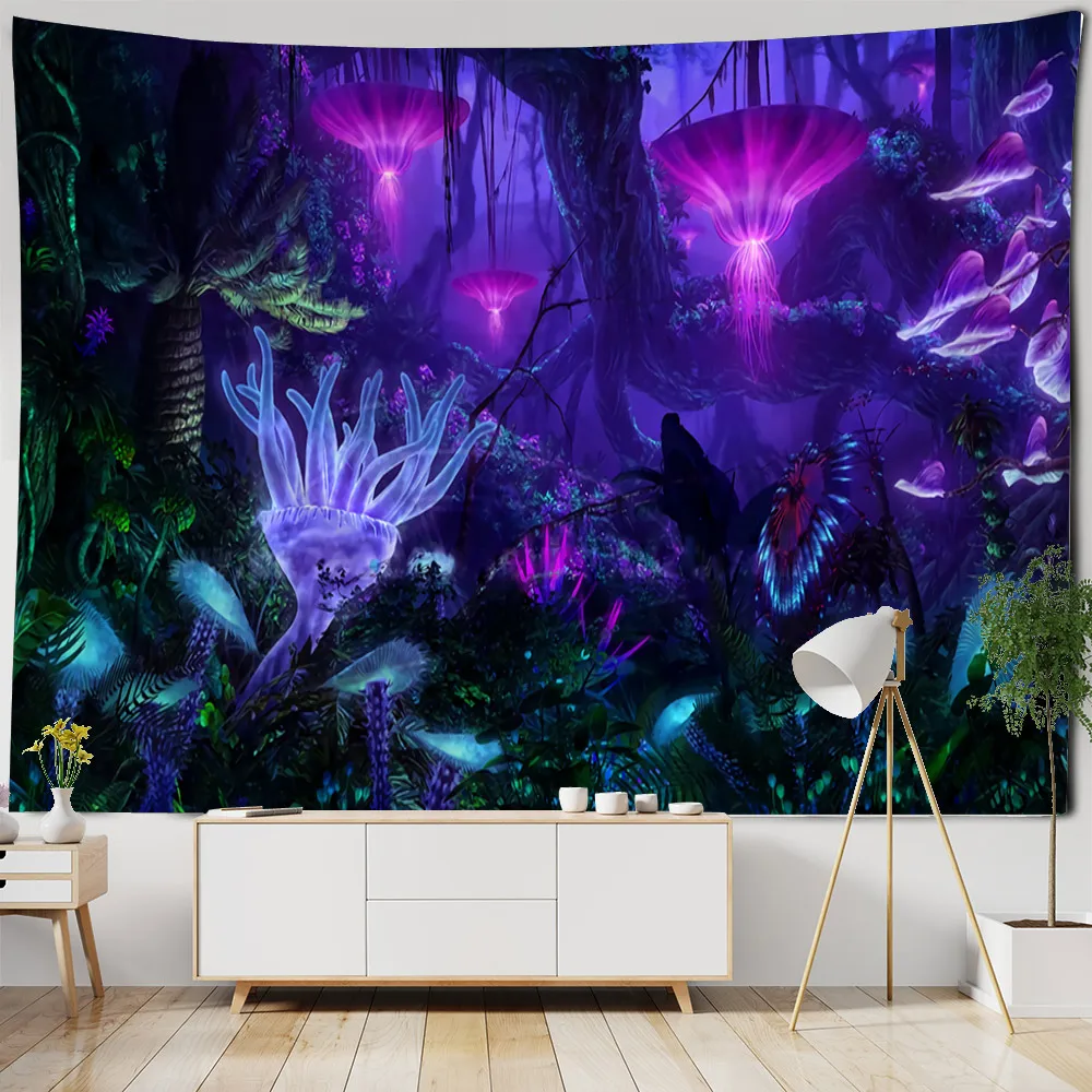 

Dreamy Beautiful Forest Scenery Wall Hanging Tapestry Art Hippie Decoration Blanket Curtain Hanging At Home Bedroom Living Room