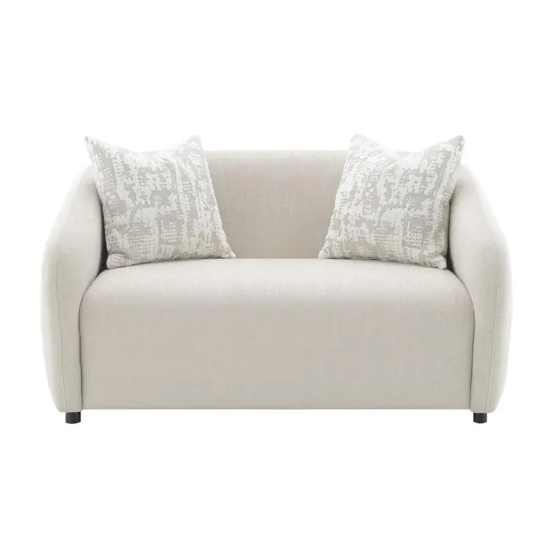 Loveseat de linho bege com 3 almofadas – assento elegante e confortável para qualquer espaço vivo