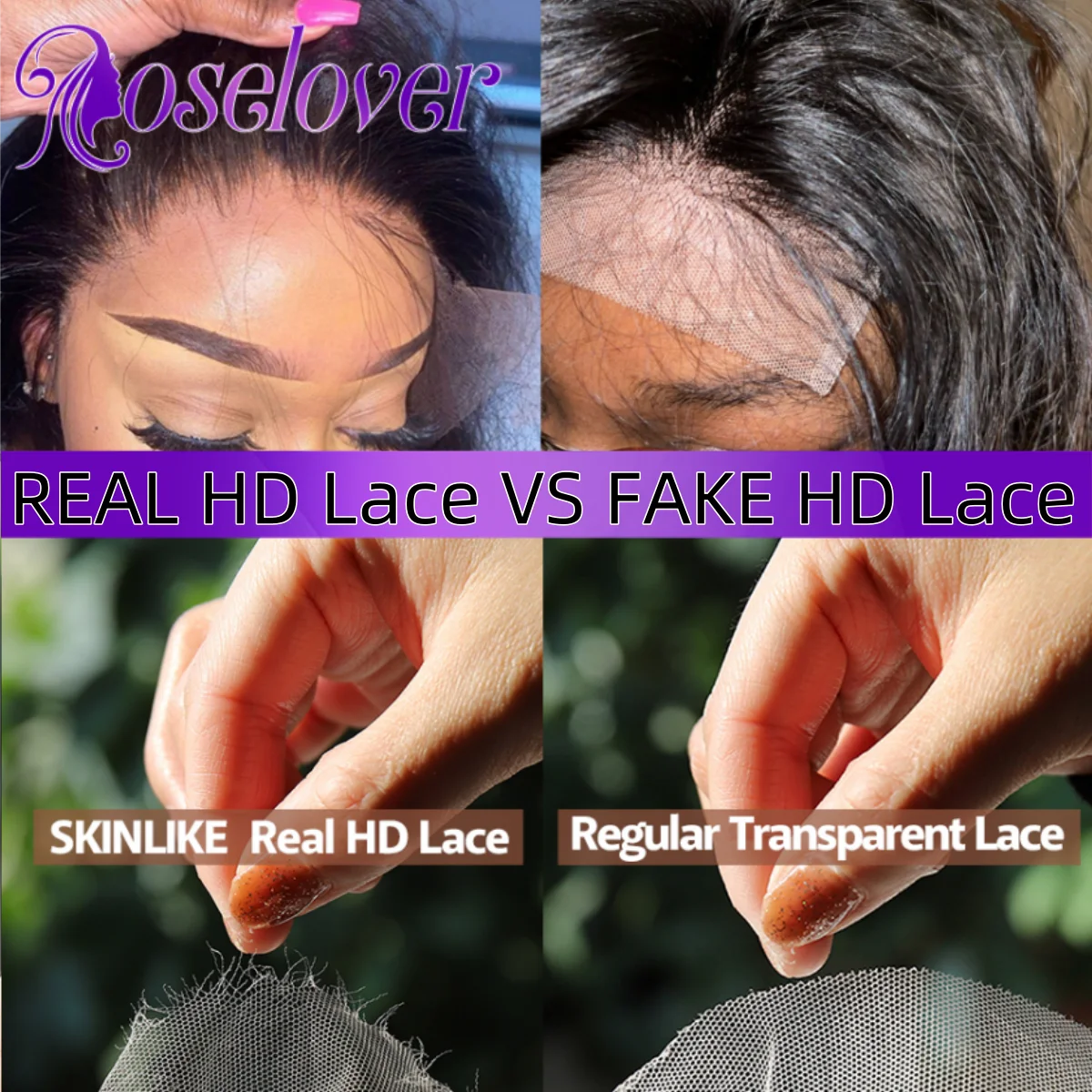 ROSE LOVER Real HD Lace 13X4 Lace Full Frontal Wig Wear to Go Glueless Straight Nature Color 250% Density Deep Parting for Woman