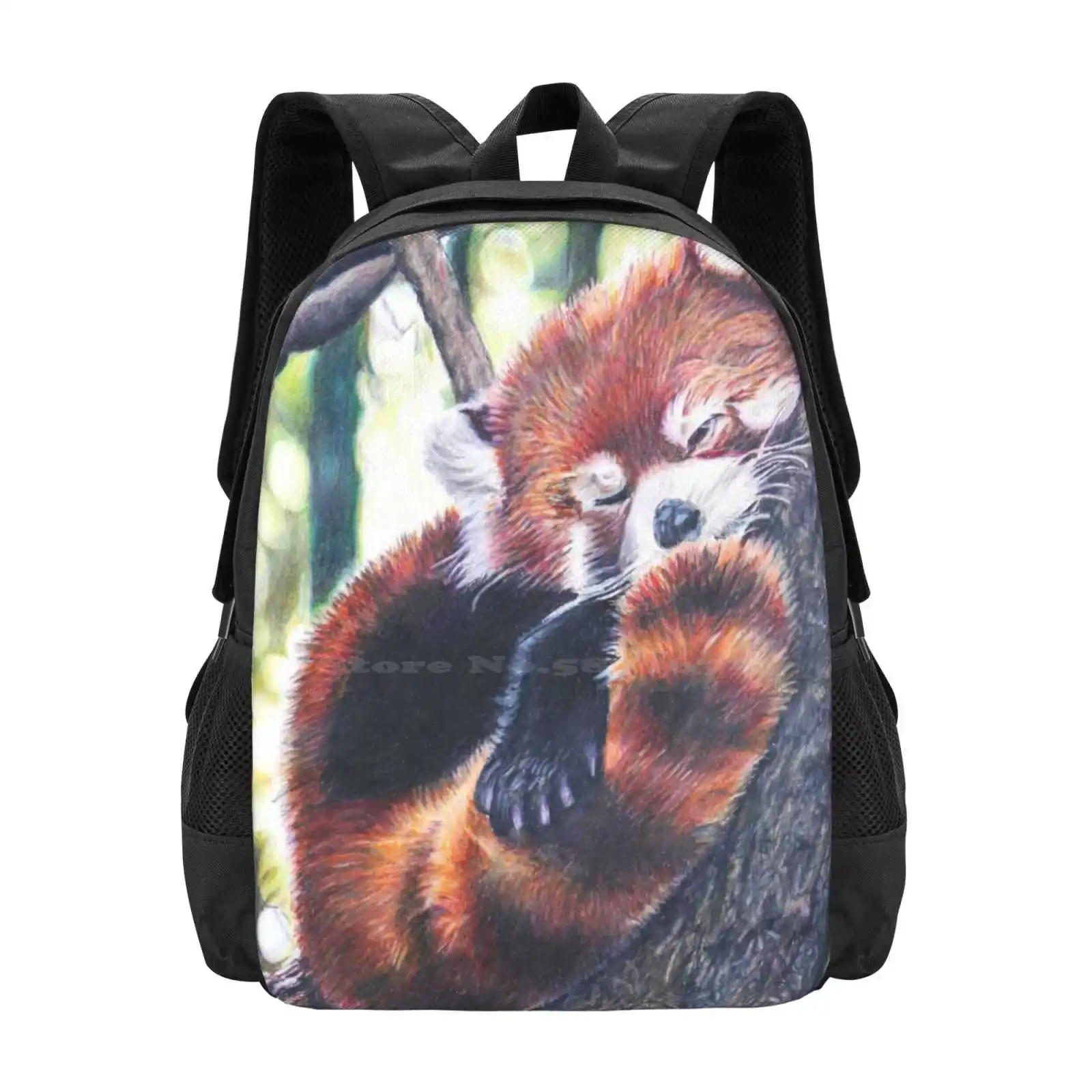 Sleeping Red Panda Drawing Backpacks For School Teenagers Girls Travel Bags Red Panda Drawing Red Panda Artwork Red Panda