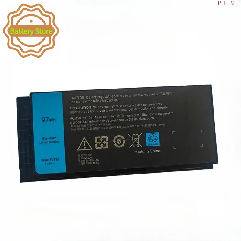 New FV993 11.1V 97Wh Laptop Battery for DELL Precision M6600 M4600 PG6RC FV993 R7PND OTN1K5 Notebook Bateria