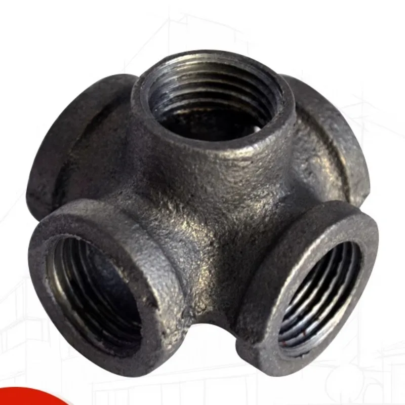 Connettori per tubi in ferro malleabile autocolore nero stile antico Tubo filettato in ghisa nera da 1/2 pollice 3/4 pollici 1 pollice