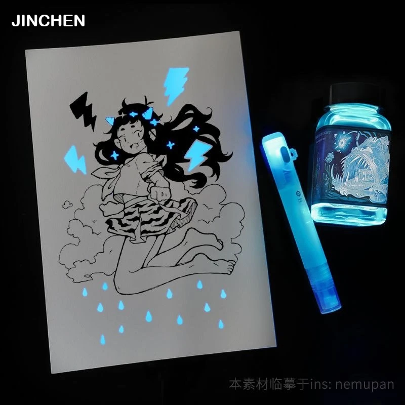 JINCHEN Colorful Fluorescent Fountain pen Ink 18ml Colored Ink Bottles Purple Glow Ink For Diary School Supplies Stationery