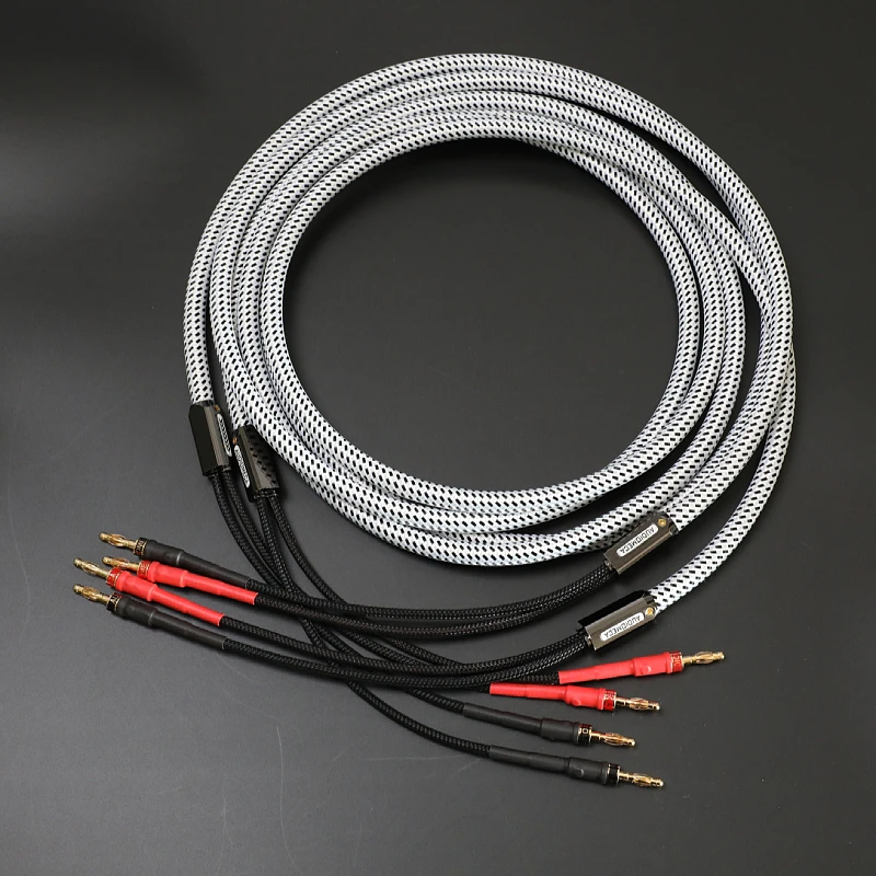 a pair Audiomeca Banana plug hifi speaker cable surround cable speaker power amplifier connection cable