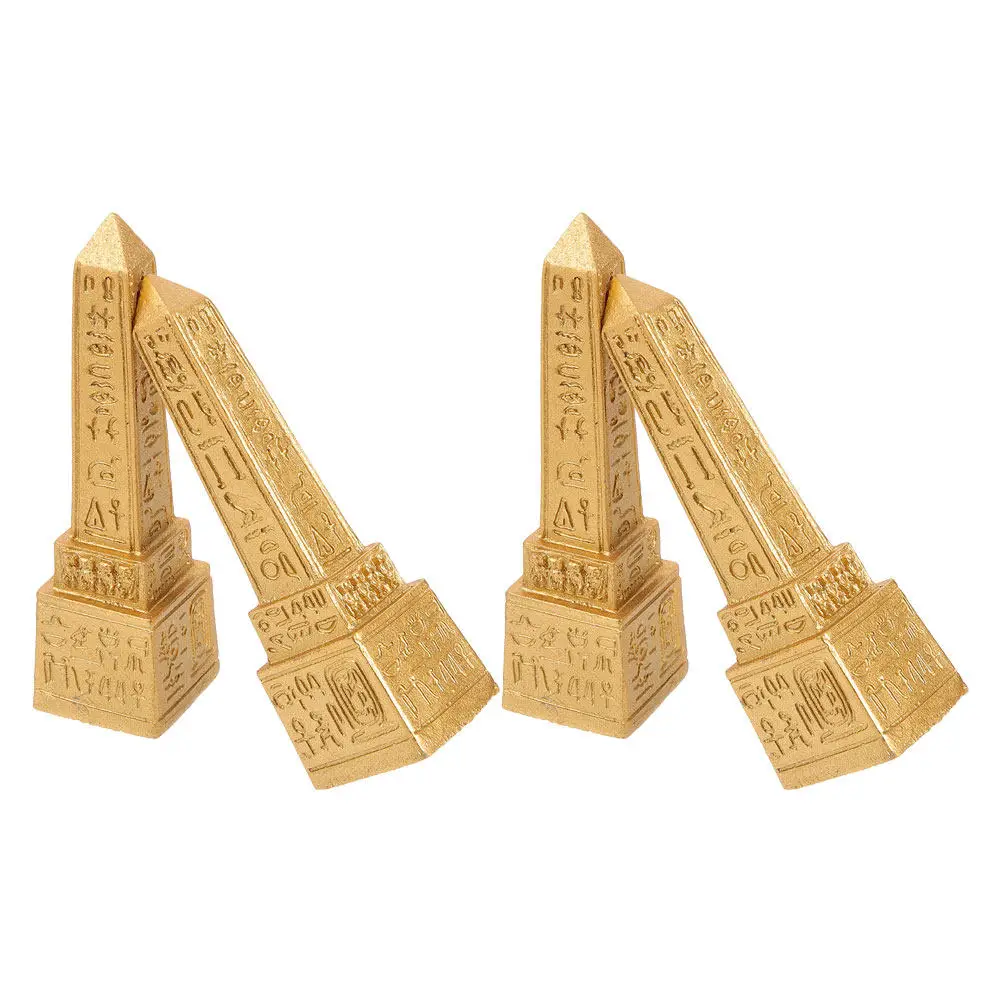 4Pcs Egyptian Statue Decorative Resin Landmark Tower Home Vintage Theme Office Shelf Fireplace Ancient