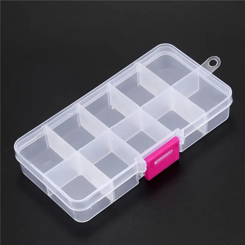 A36T-12Pcs 10 Grid Electronic Component Parts Kits Plastic Storage Box Case