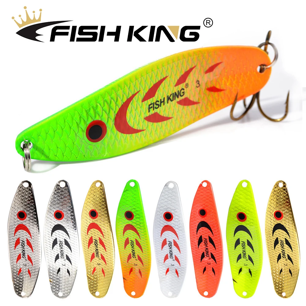 FISHKING Fishing Lures Spoon Wobble Metal Jig Trout Spoon18g 27g Spinner Lure Spoon Trout Area Sea Fishing Jigs Spoon for Pike