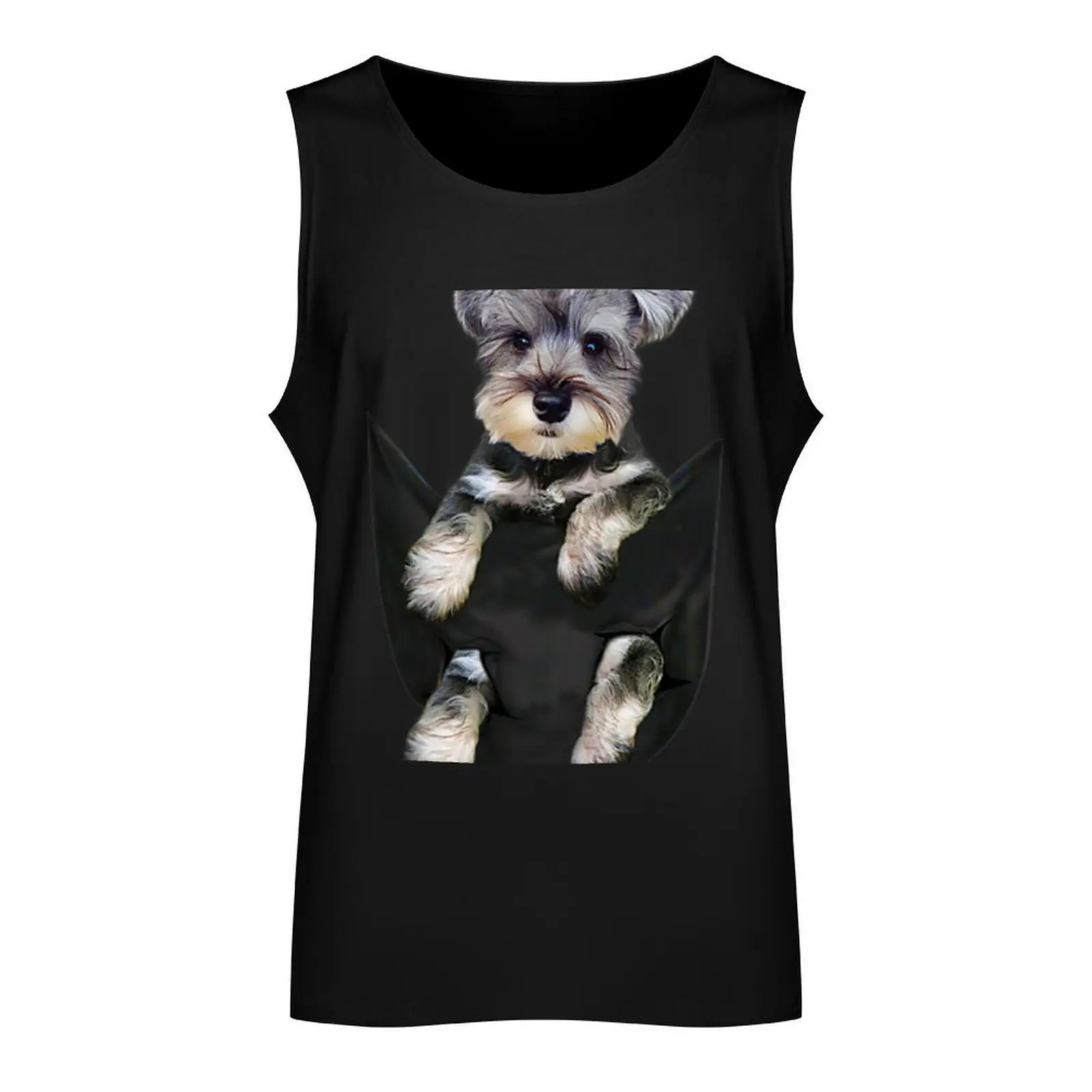 Schnauzer Dog in Pocket Puppy Gifts Tank Top sleeveless t-shirts for men Top Men's clothing brands