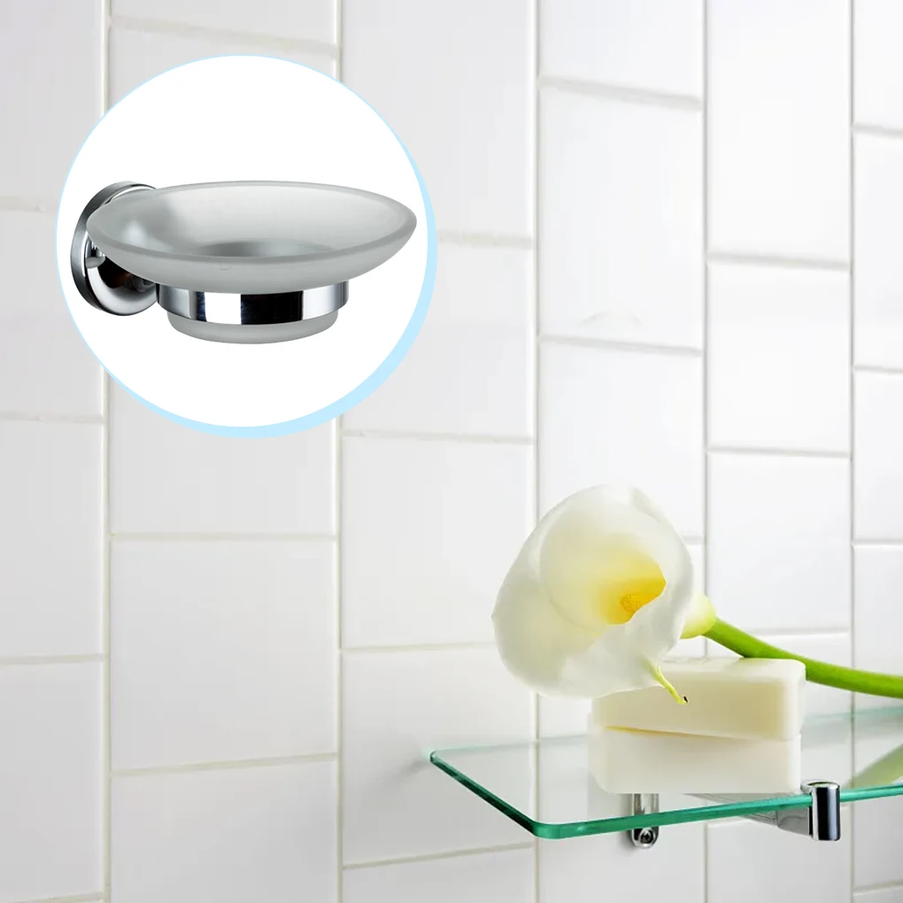 

Wall Glass Soap Dish Hanger Holder Without Drilling Hardware Polished Kitchen Home Bathroom Furniture Accessory