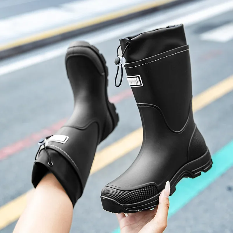 Men's Shoes Winter Mid-calf Rain Boots Fashion Shoes Outdoor Slip-resistant Water Shoes for Men Lightweight Waterproof Boots